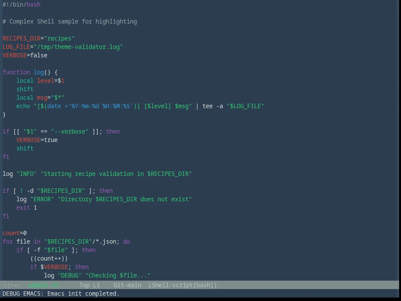 Base16 Flat Theme in sh-mode