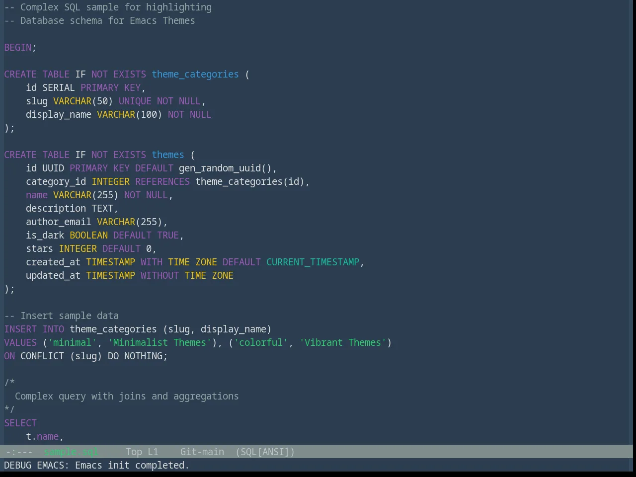Base16 Flat Theme in sql-mode