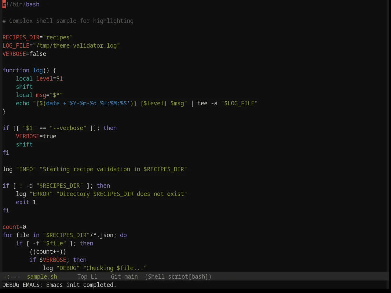 Base16 Flexoki Dark Theme in sh-mode
