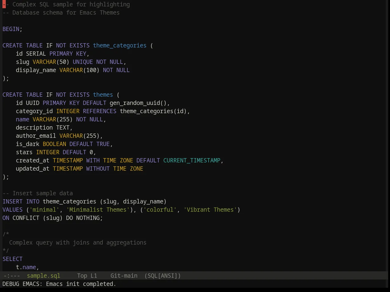 Base16 Flexoki Dark Theme in sql-mode
