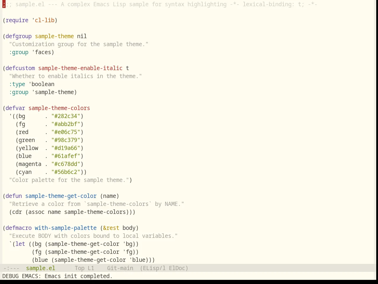 Base16 Flexoki Light Theme in emacs-lisp-mode