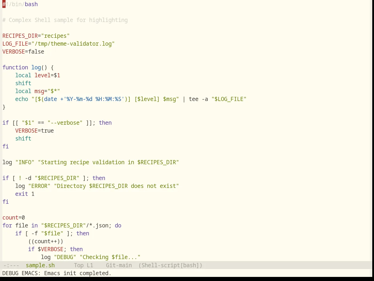 Base16 Flexoki Light Theme in sh-mode
