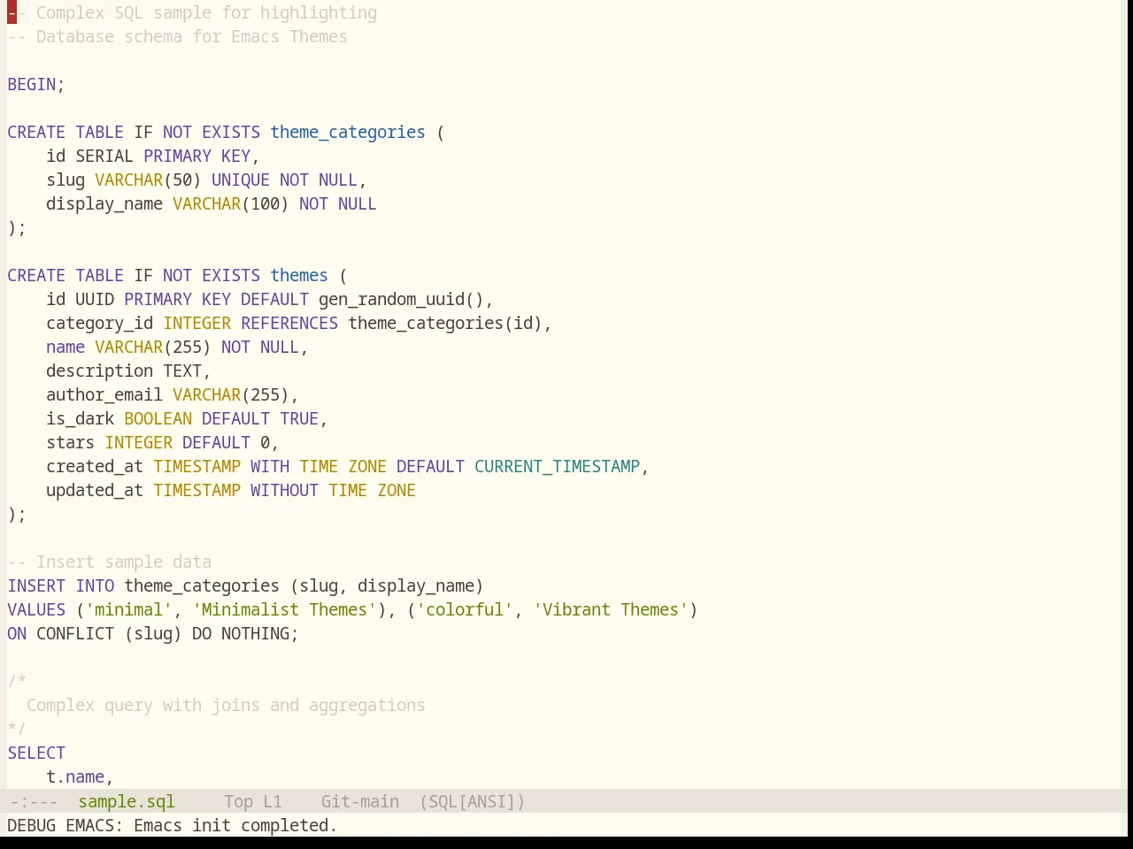 Base16 Flexoki Light Theme in sql-mode