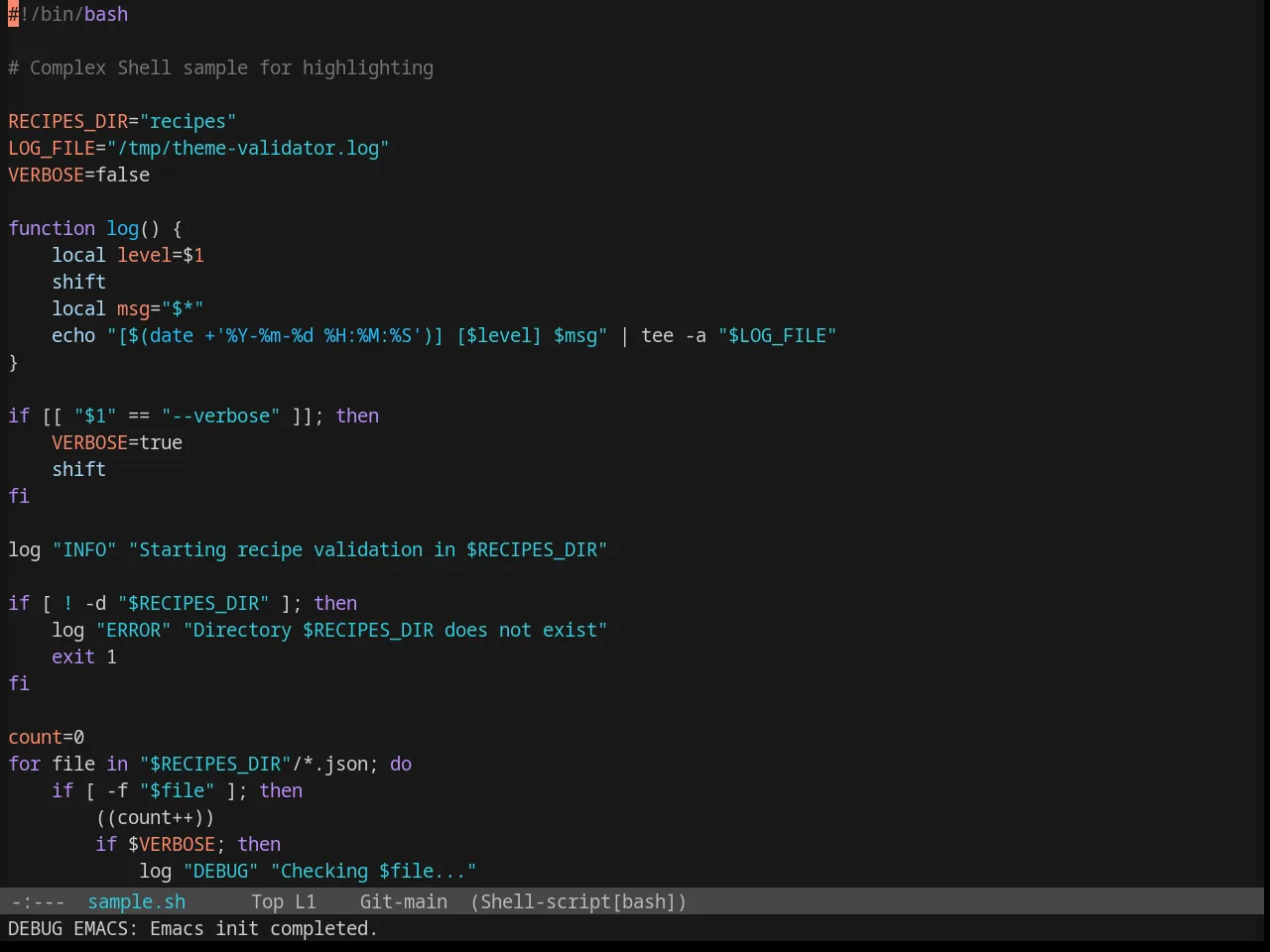 Base16 Framer Theme in sh-mode