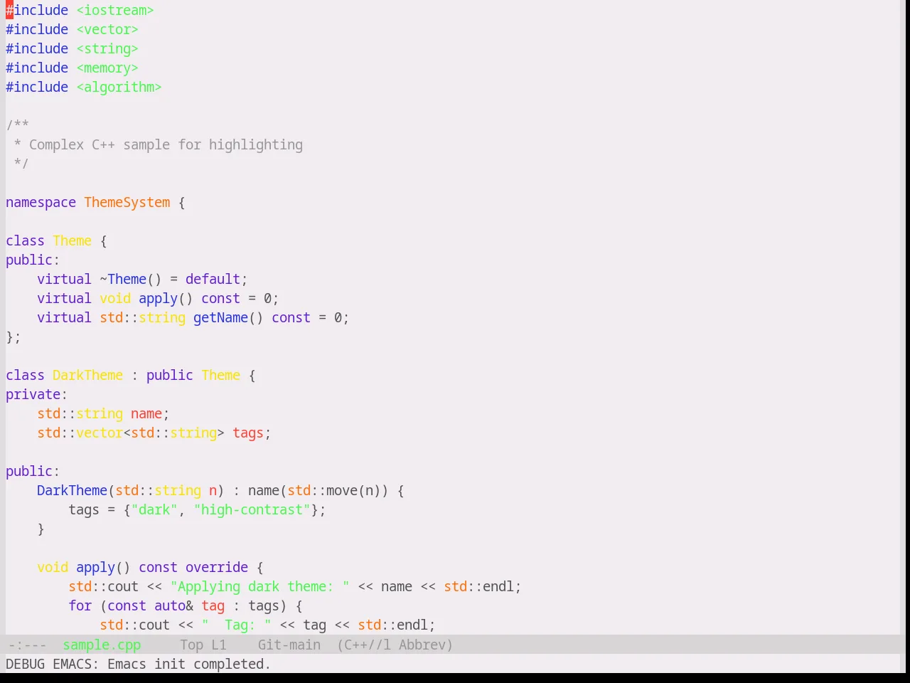 Base16 Fruit Soda Theme in c++-mode