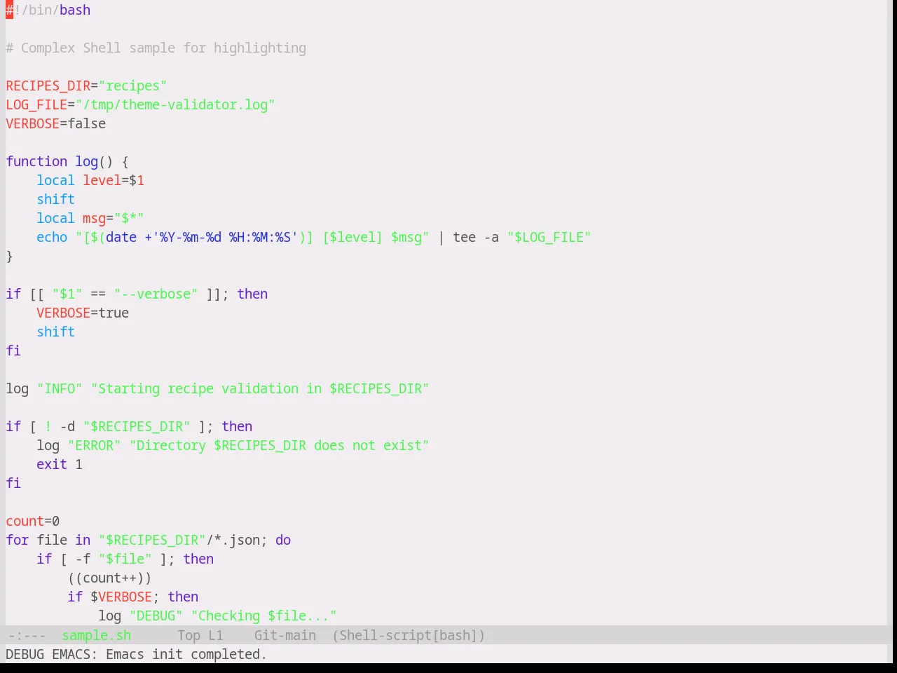 Base16 Fruit Soda Theme in sh-mode