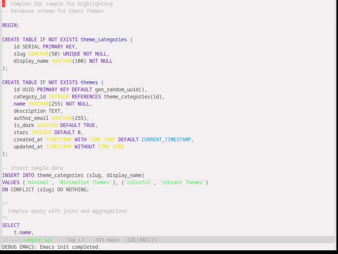 Base16 Fruit Soda Theme in sql-mode