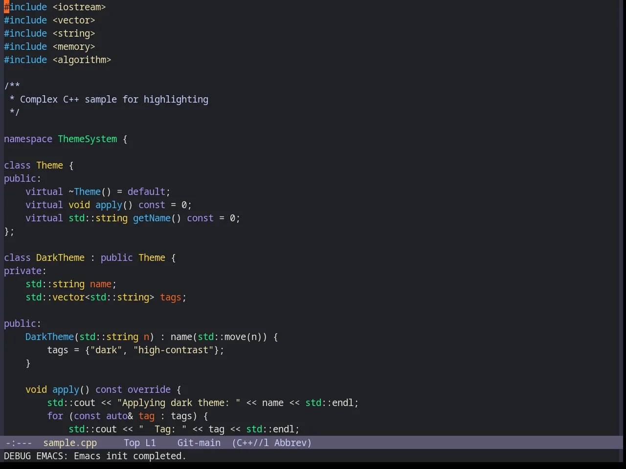 Base16 Gigavolt Theme in c++-mode