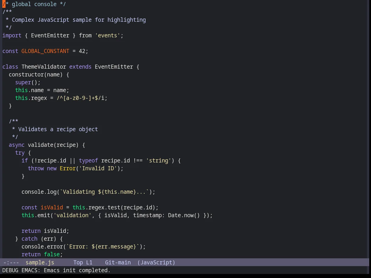 Base16 Gigavolt Theme in javascript-mode