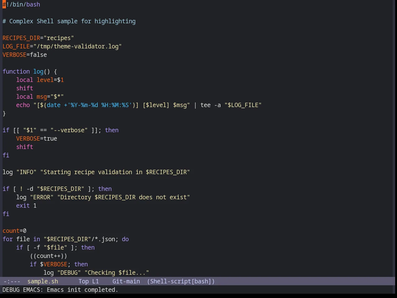 Base16 Gigavolt Theme in sh-mode