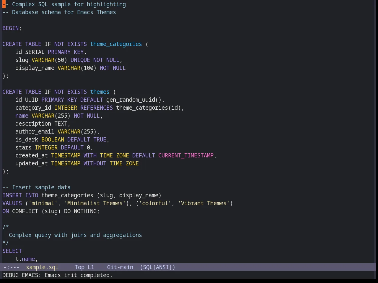 Base16 Gigavolt Theme in sql-mode