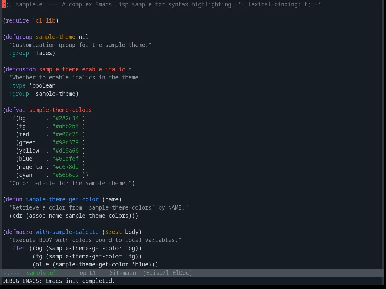 Base16 Github Dark Theme in emacs-lisp-mode