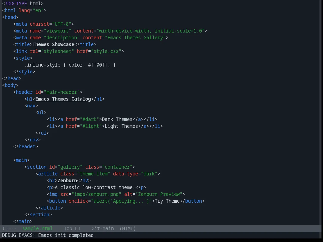 Base16 Github Dark Theme in html-mode