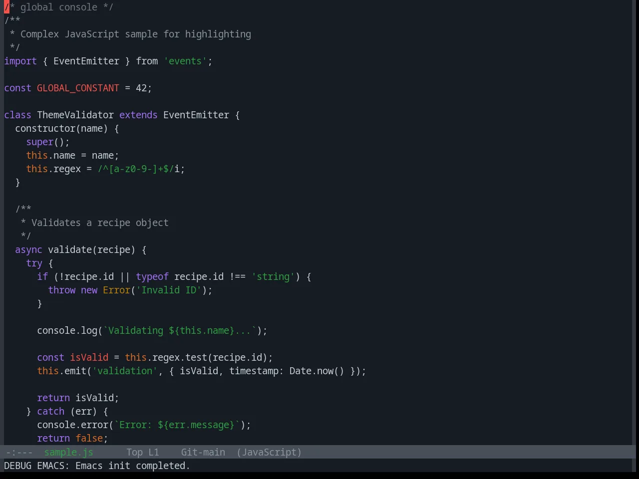 Base16 Github Dark Theme in javascript-mode