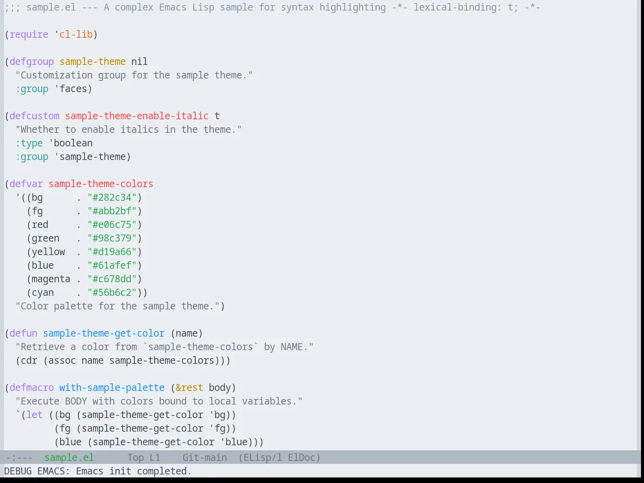Base16 Github Theme in emacs-lisp-mode