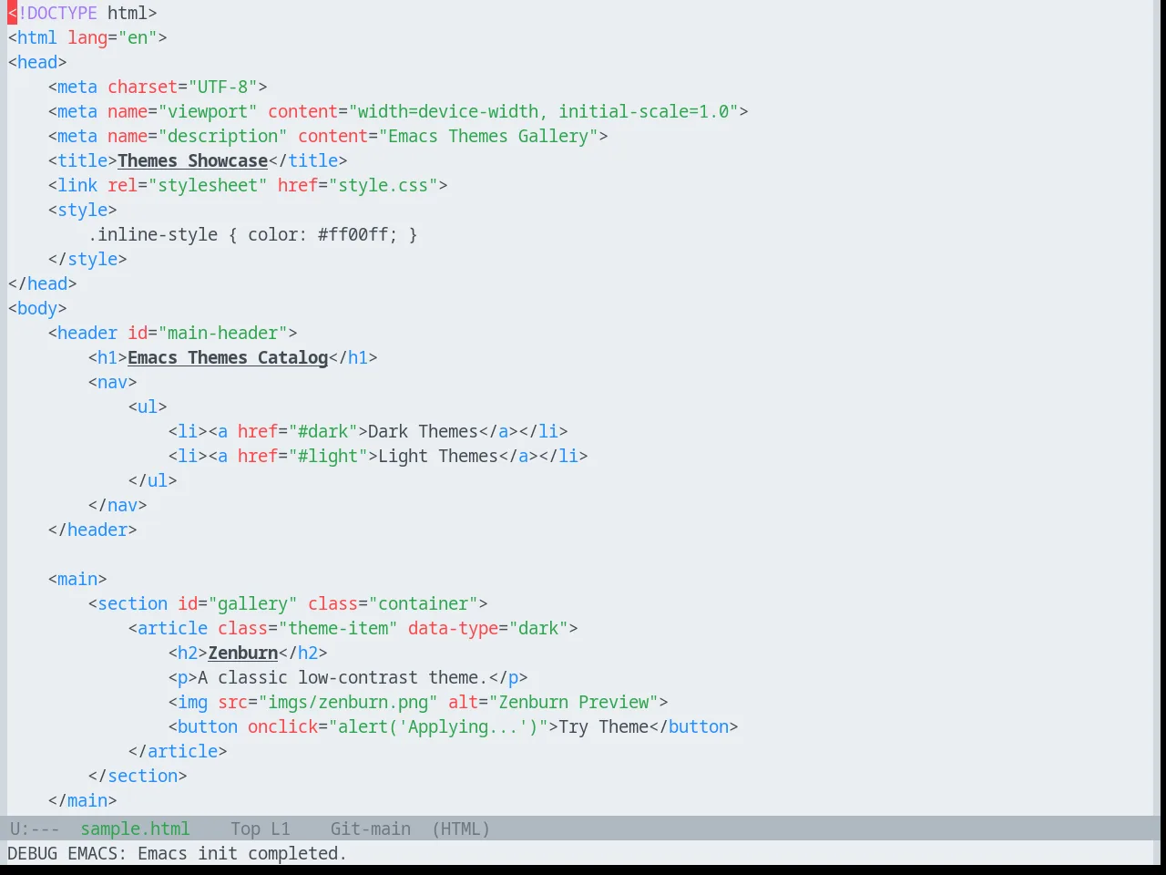 Base16 Github Theme in html-mode