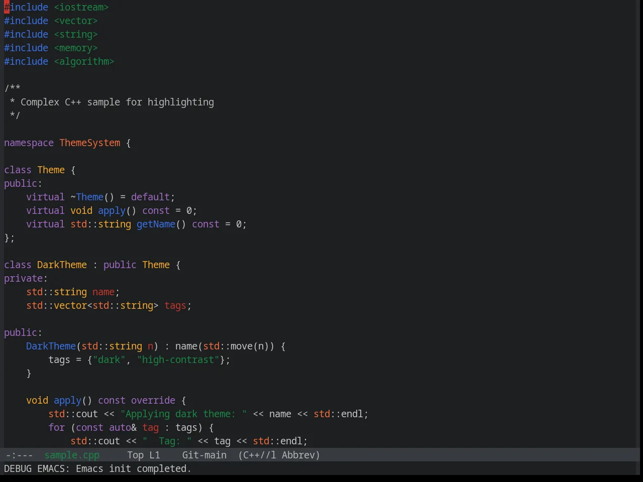 Base16 Google Dark Theme in c++-mode