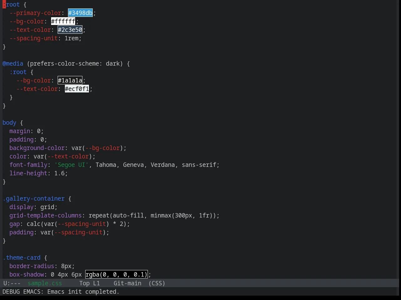 Base16 Google Dark Theme in css-mode