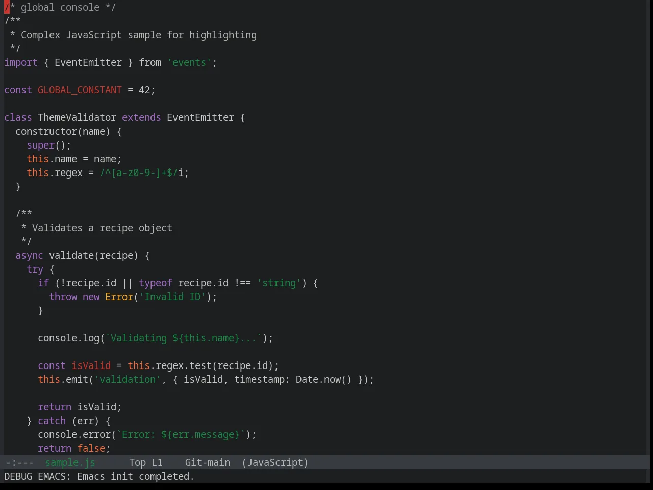 Base16 Google Dark Theme in javascript-mode