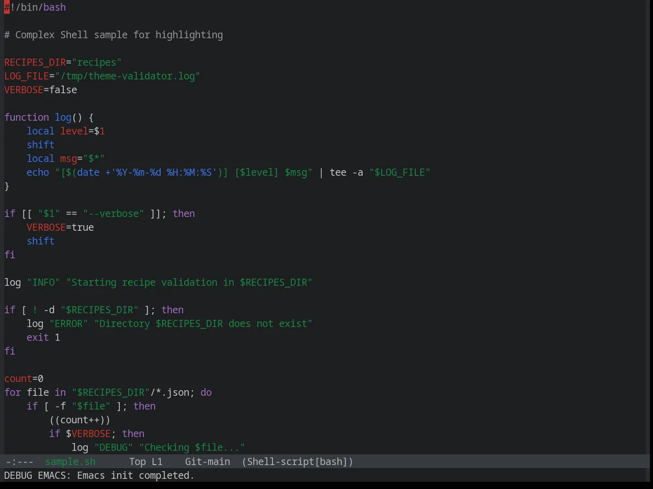 Base16 Google Dark Theme in sh-mode