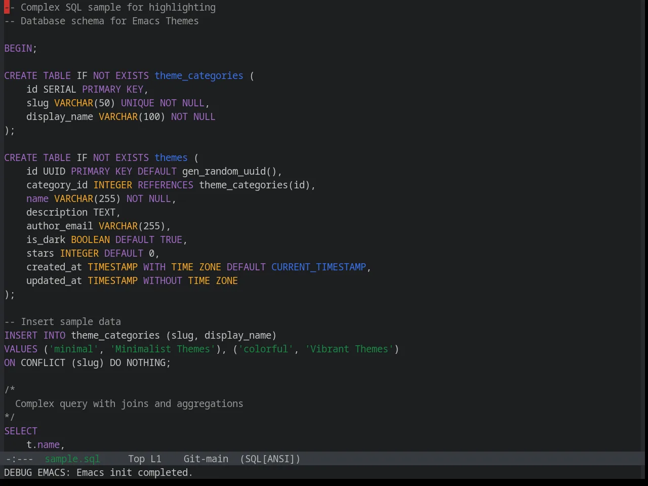 Base16 Google Dark Theme in sql-mode