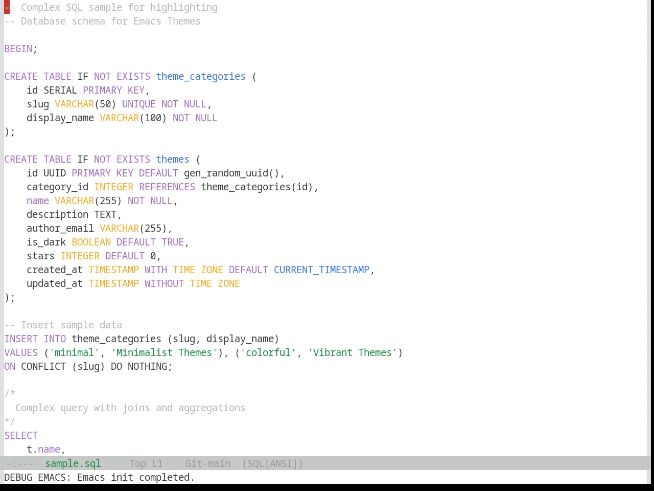 Base16 Google Light Theme in sql-mode