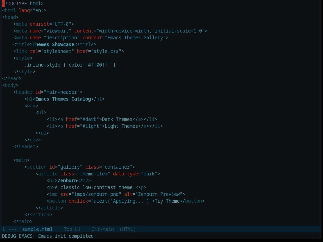 Base16 Gotham Theme in html-mode