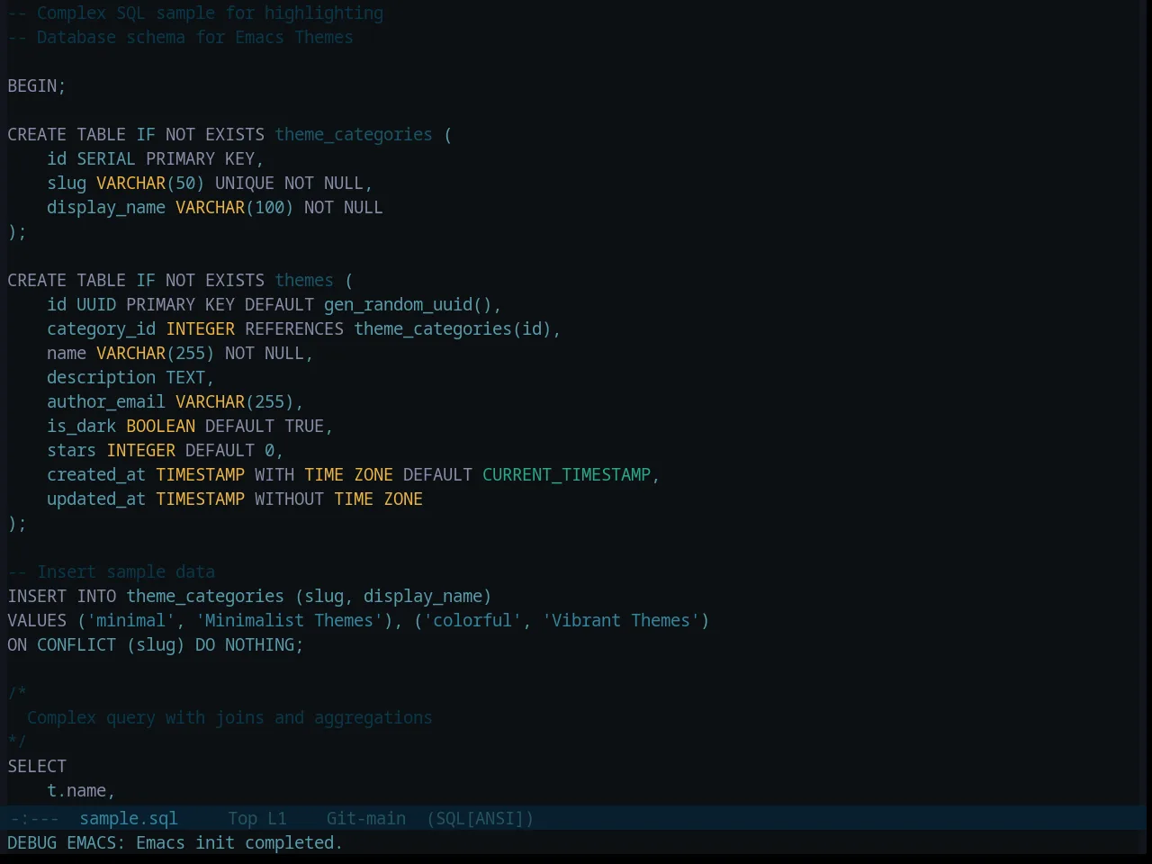 Base16 Gotham Theme in sql-mode