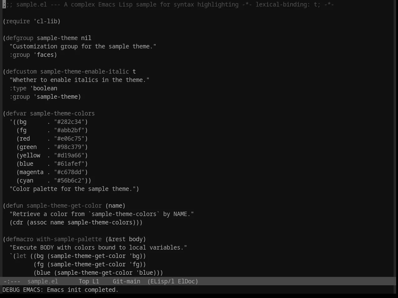 Base16 Grayscale Dark Theme in emacs-lisp-mode