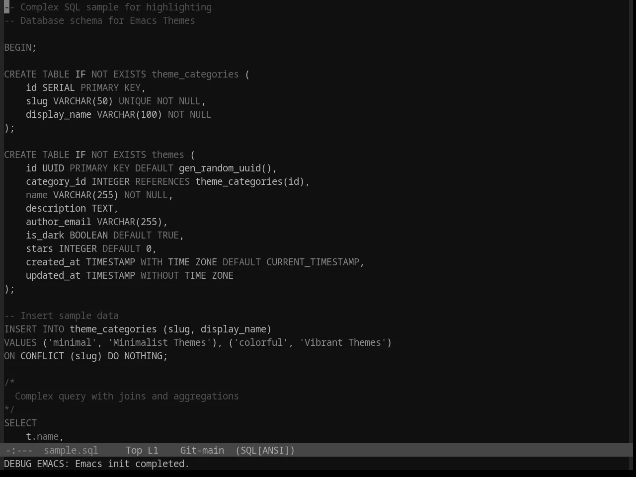 Base16 Grayscale Dark Theme in sql-mode