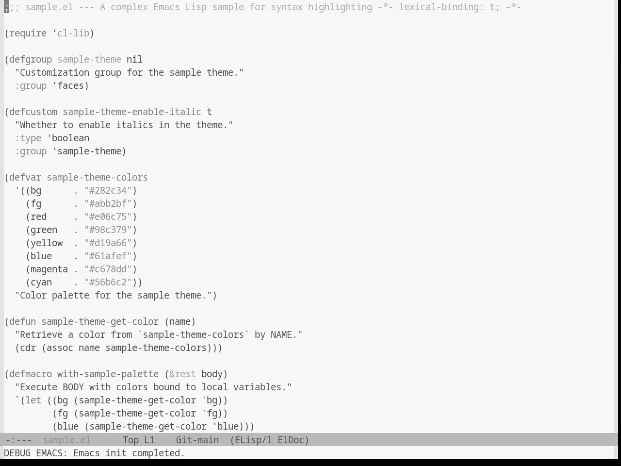 Base16 Grayscale Light Theme in emacs-lisp-mode