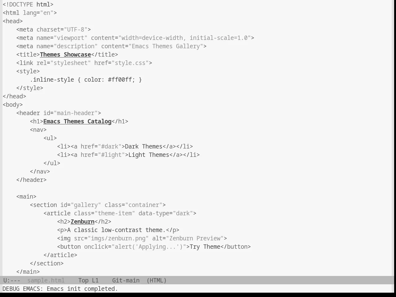Base16 Grayscale Light Theme in html-mode