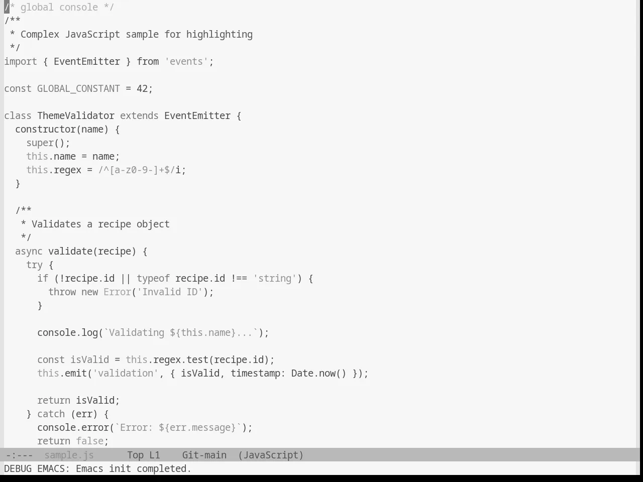 Base16 Grayscale Light Theme in javascript-mode