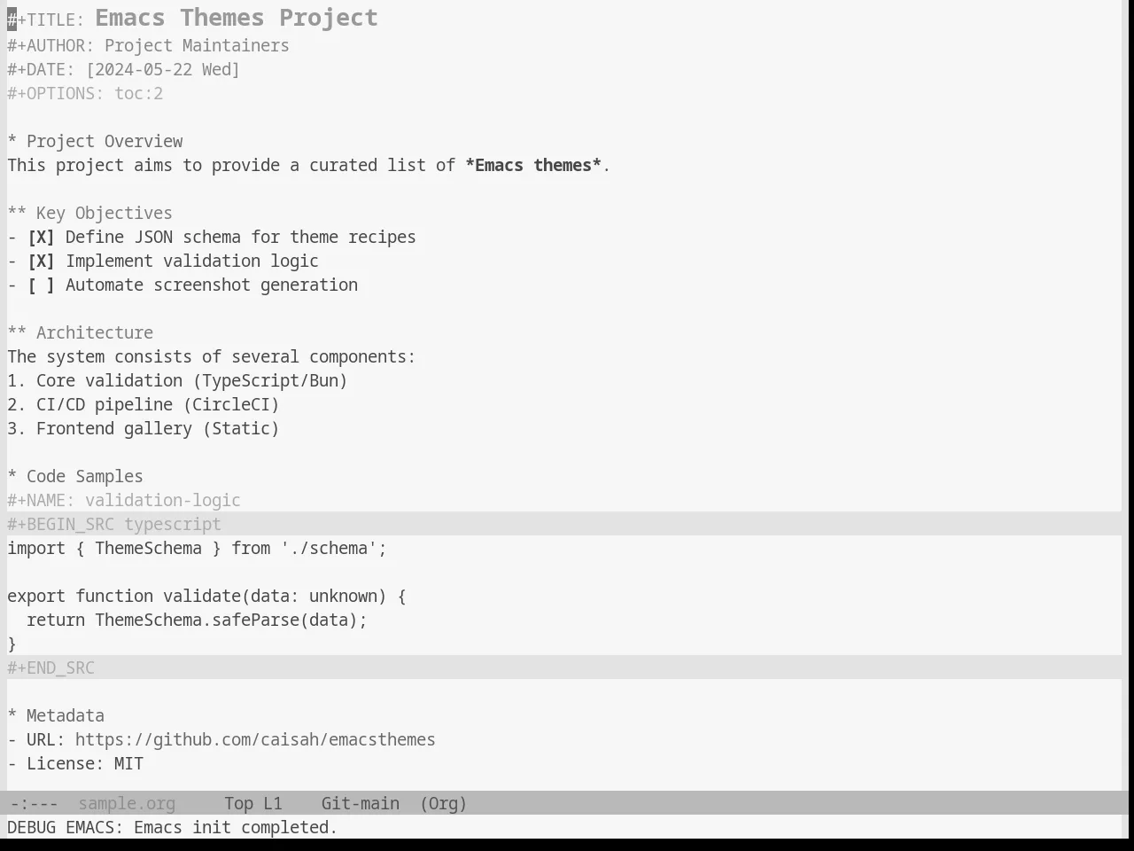 Base16 Grayscale Light Theme in org-mode