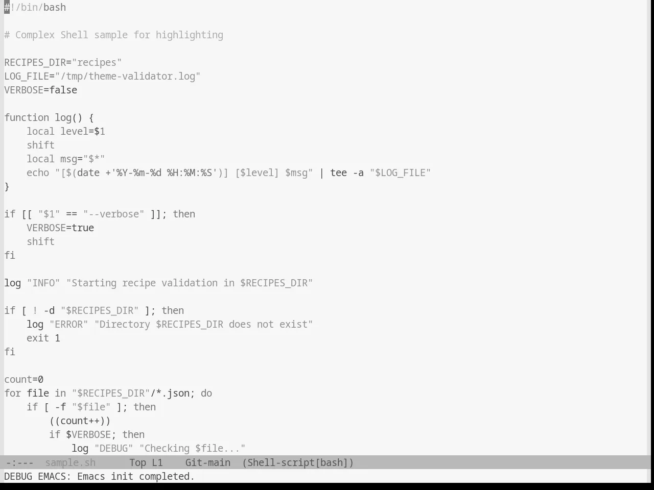 Base16 Grayscale Light Theme in sh-mode