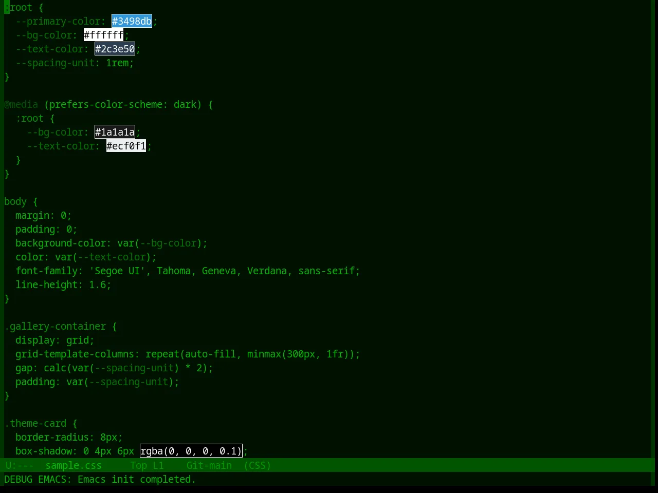 Base16 Greenscreen Theme in css-mode