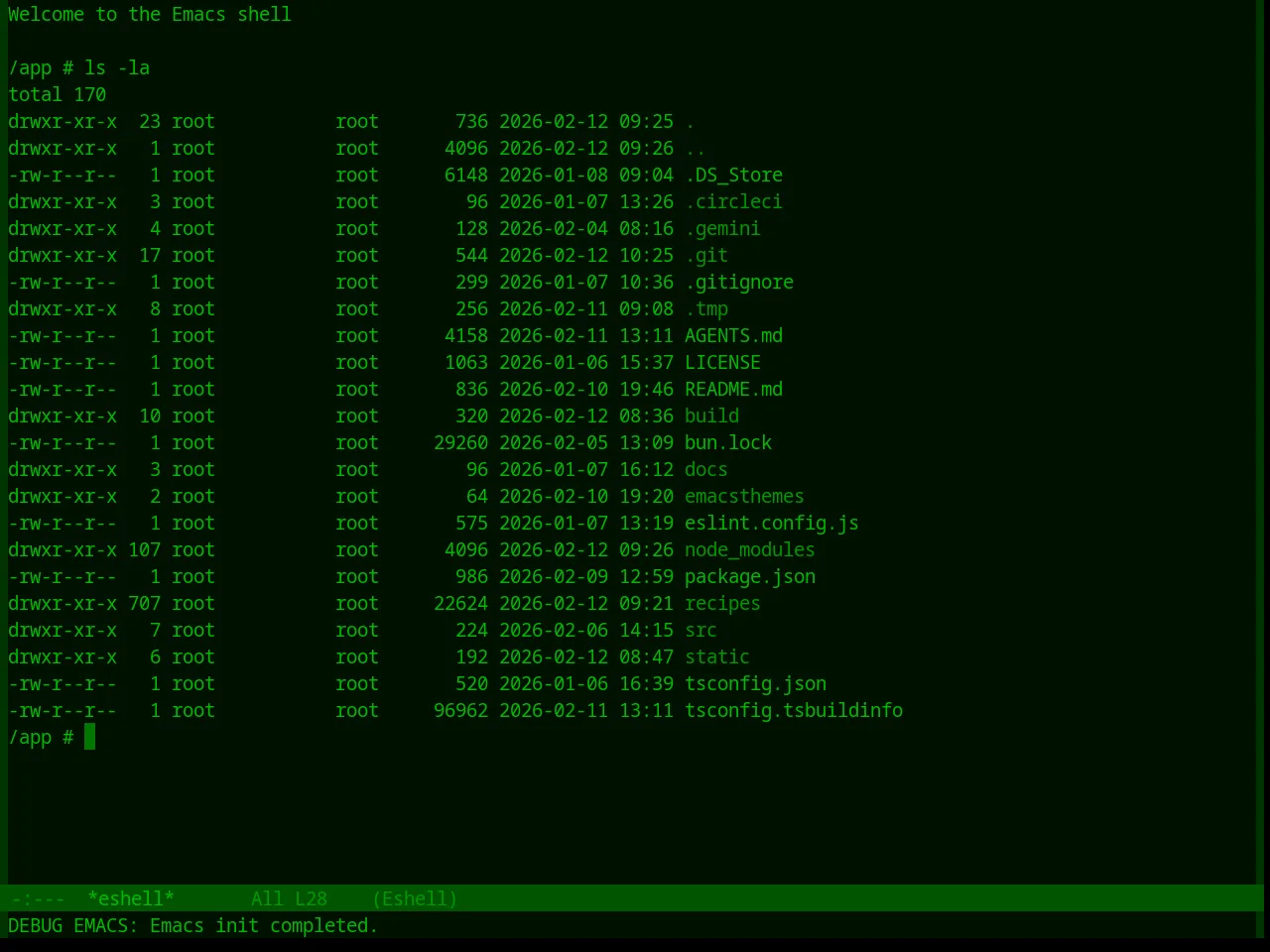 Base16 Greenscreen Theme in eshell
