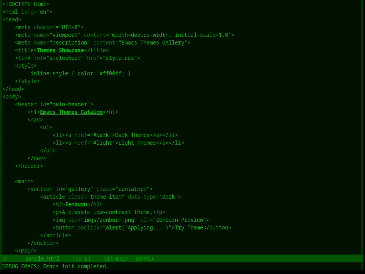 Base16 Greenscreen Theme in html-mode