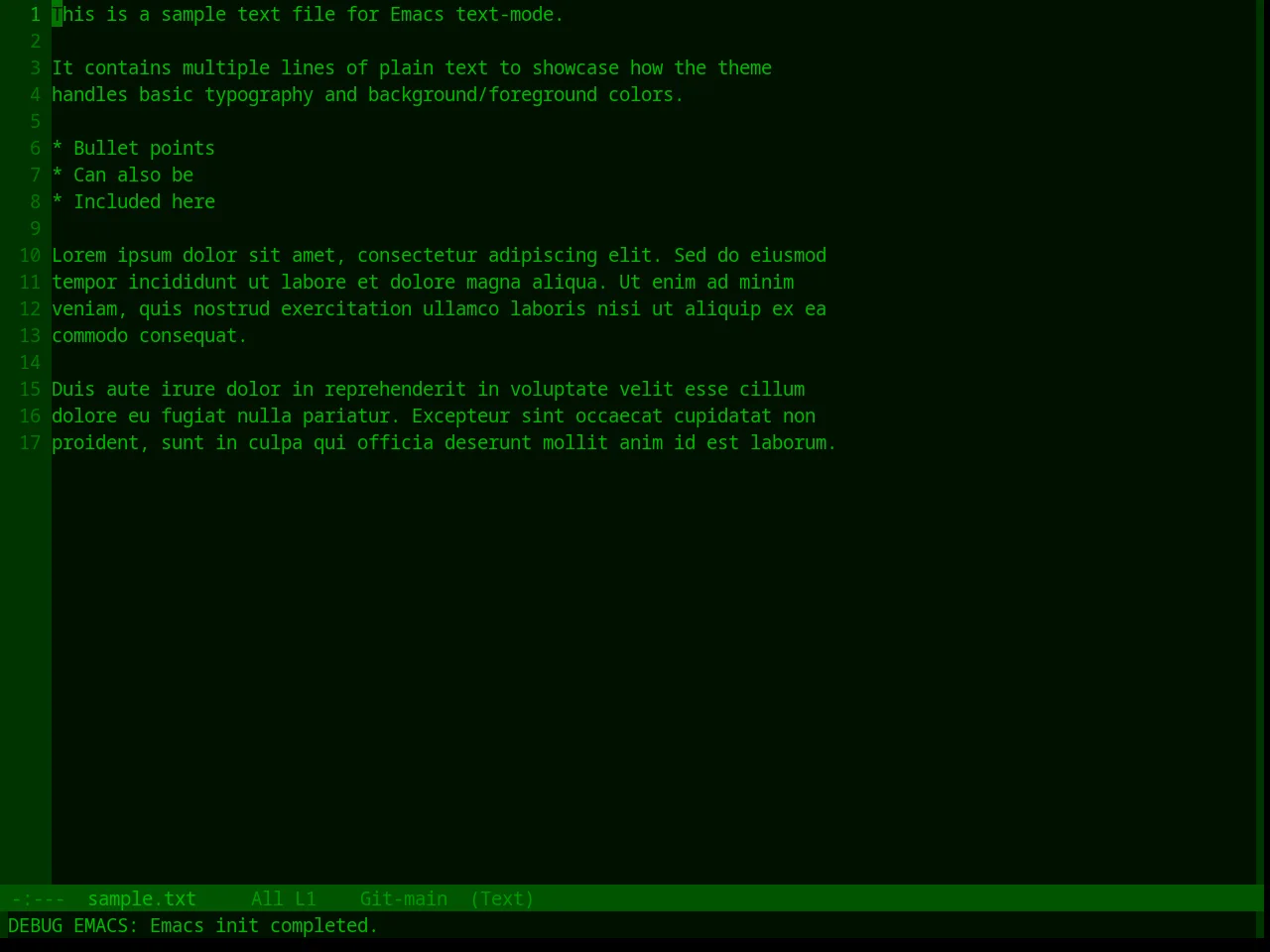 Base16 Greenscreen Theme in text-mode