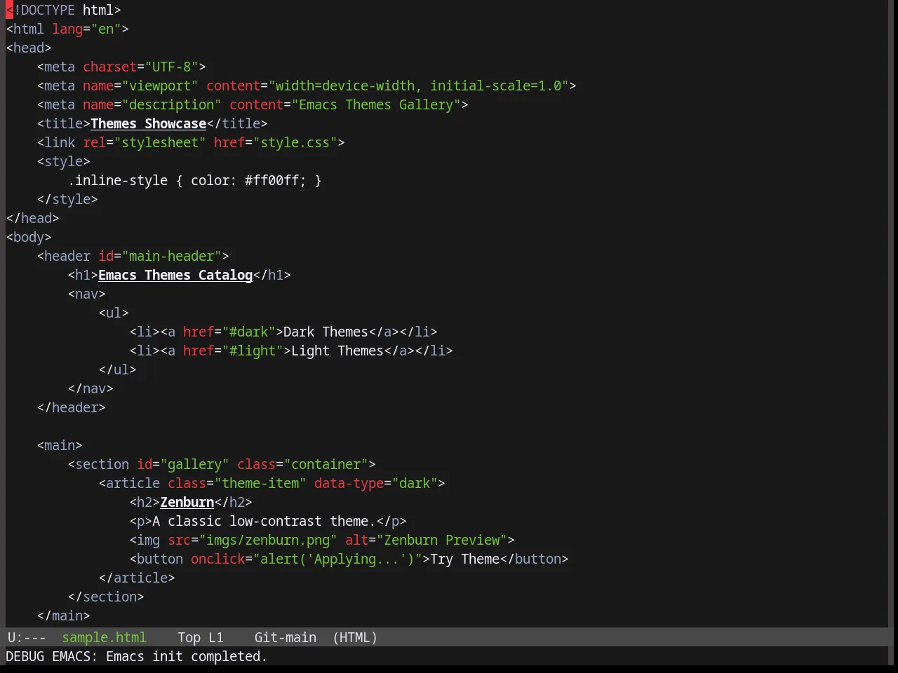 Base16 Gruber Theme in html-mode