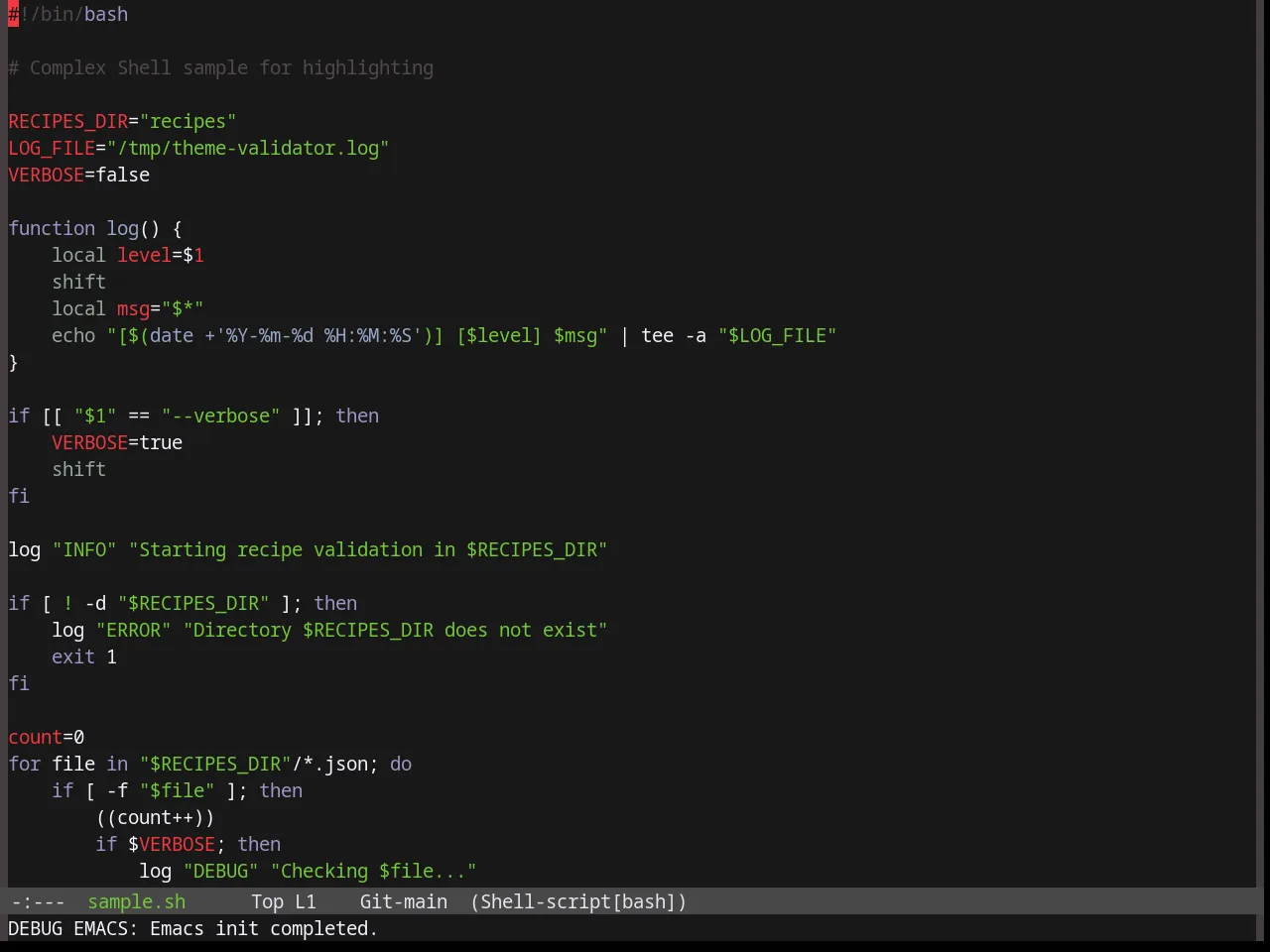 Base16 Gruber Theme in sh-mode