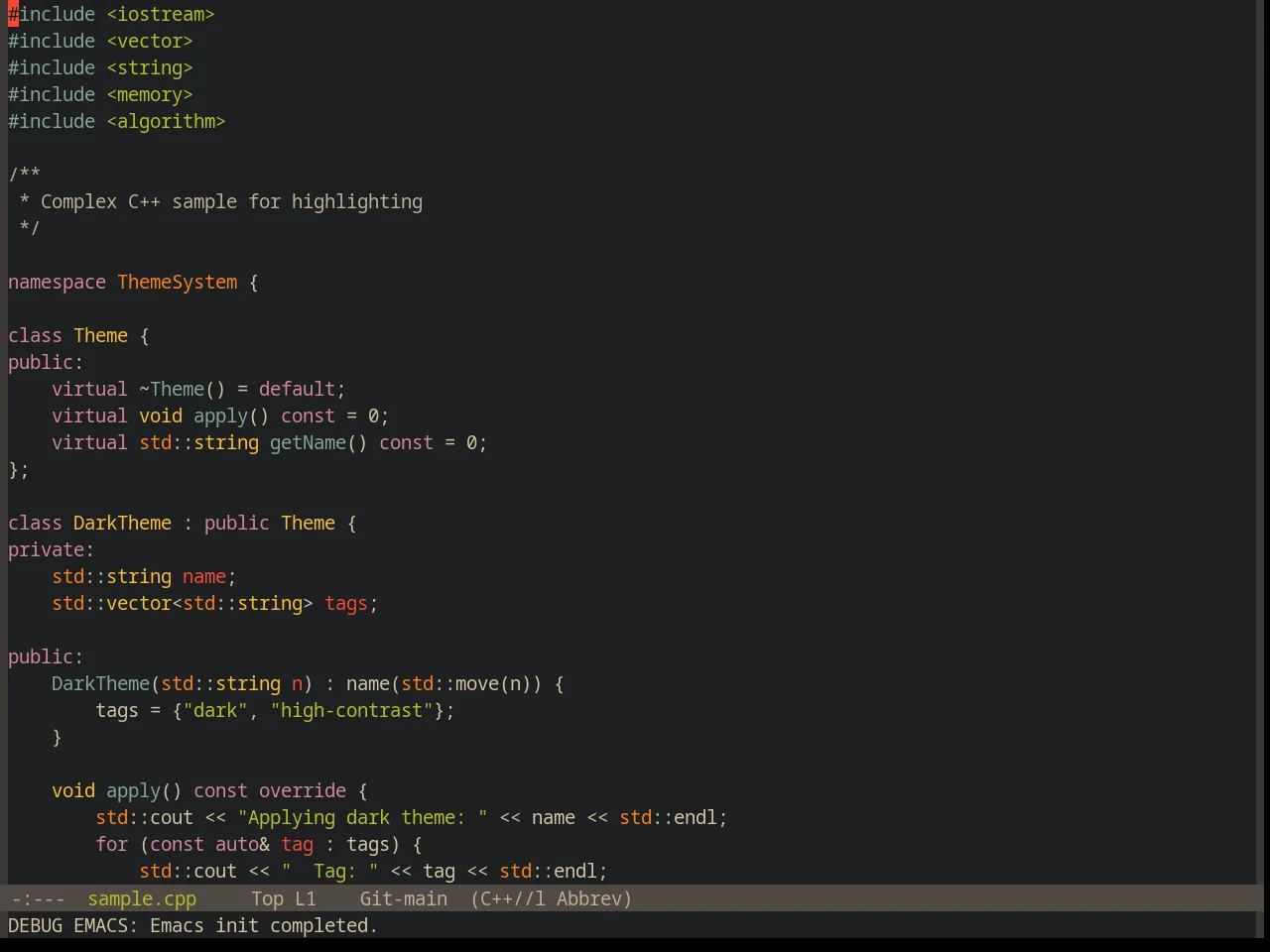 Base16 Gruvbox Dark Hard Theme in c++-mode