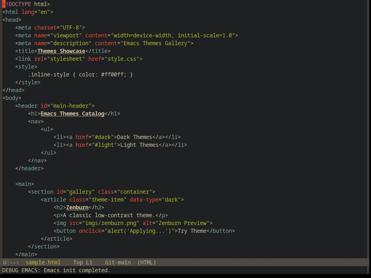 Base16 Gruvbox Dark Hard Theme in html-mode