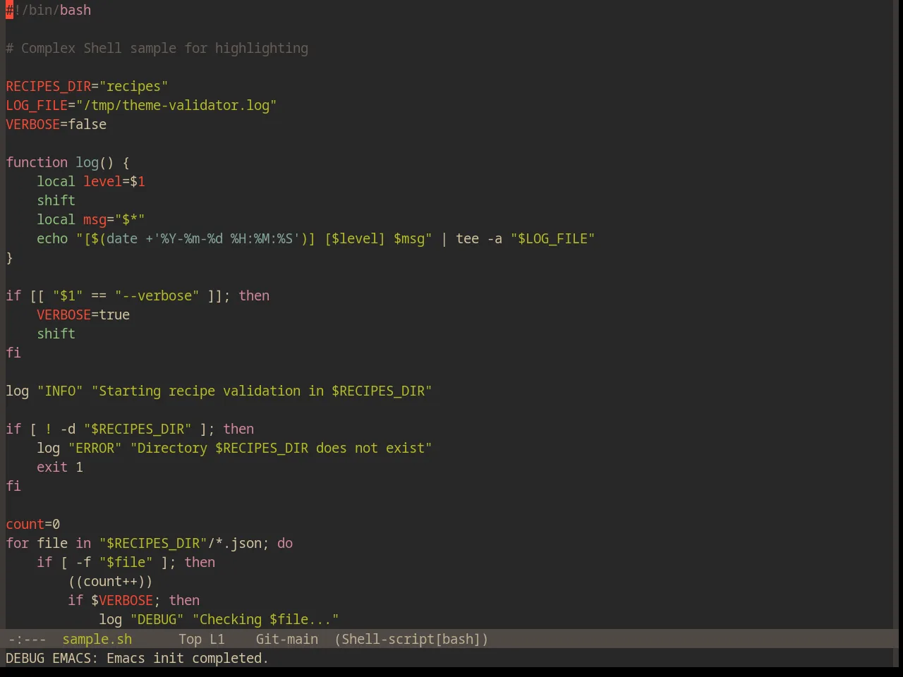 Base16 Gruvbox Dark Medium Theme in sh-mode