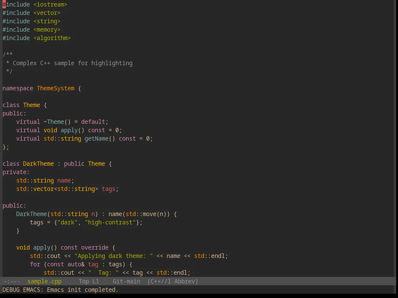 Base16 Gruvbox Dark Pale Theme in c++-mode