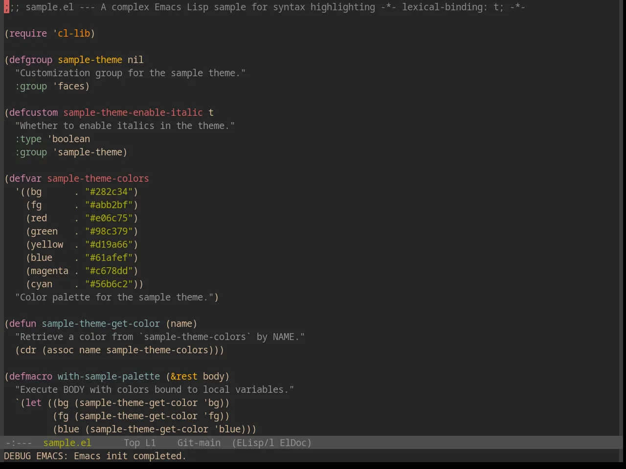 Base16 Gruvbox Dark Pale Theme in emacs-lisp-mode