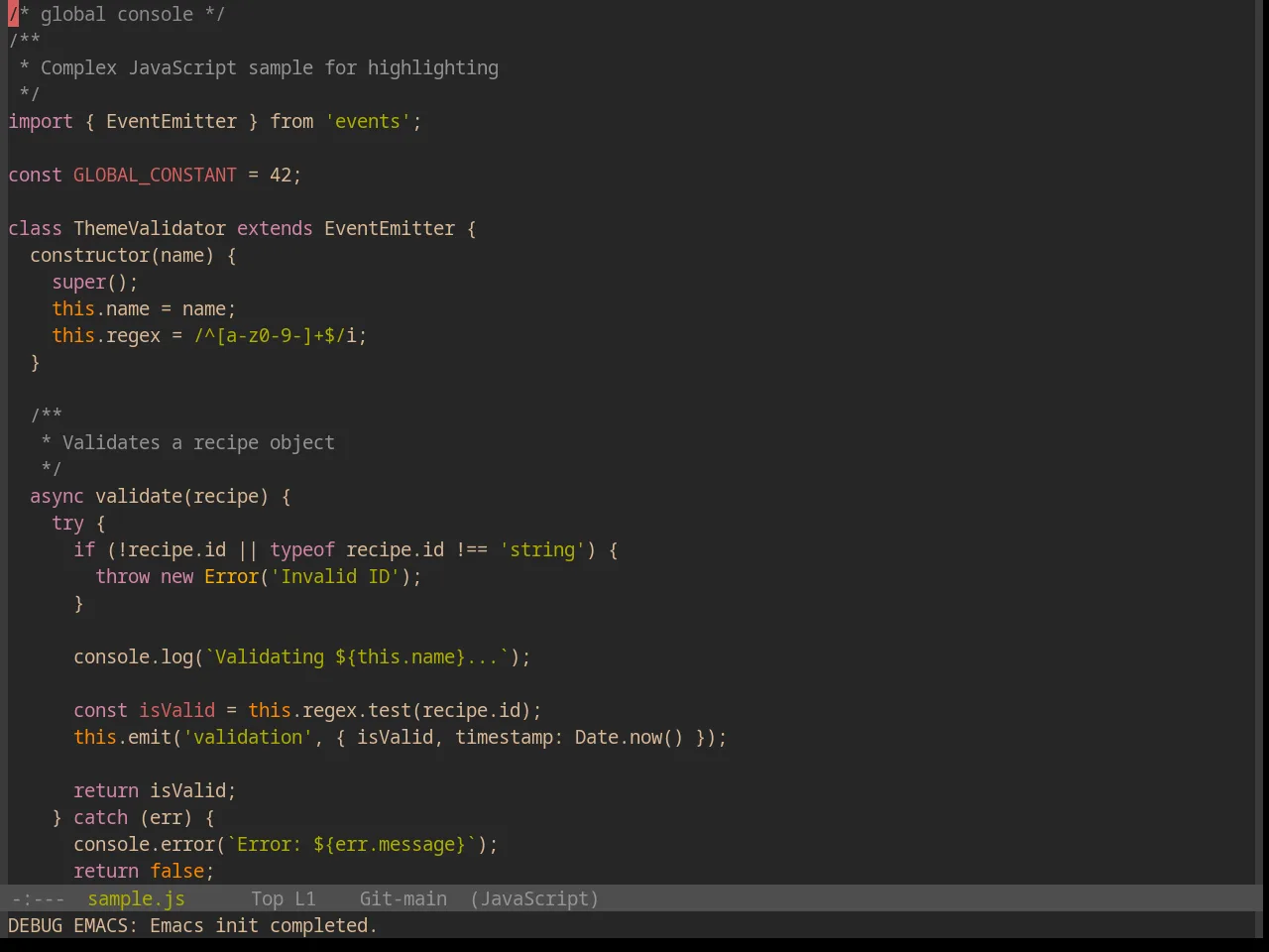 Base16 Gruvbox Dark Pale Theme in javascript-mode