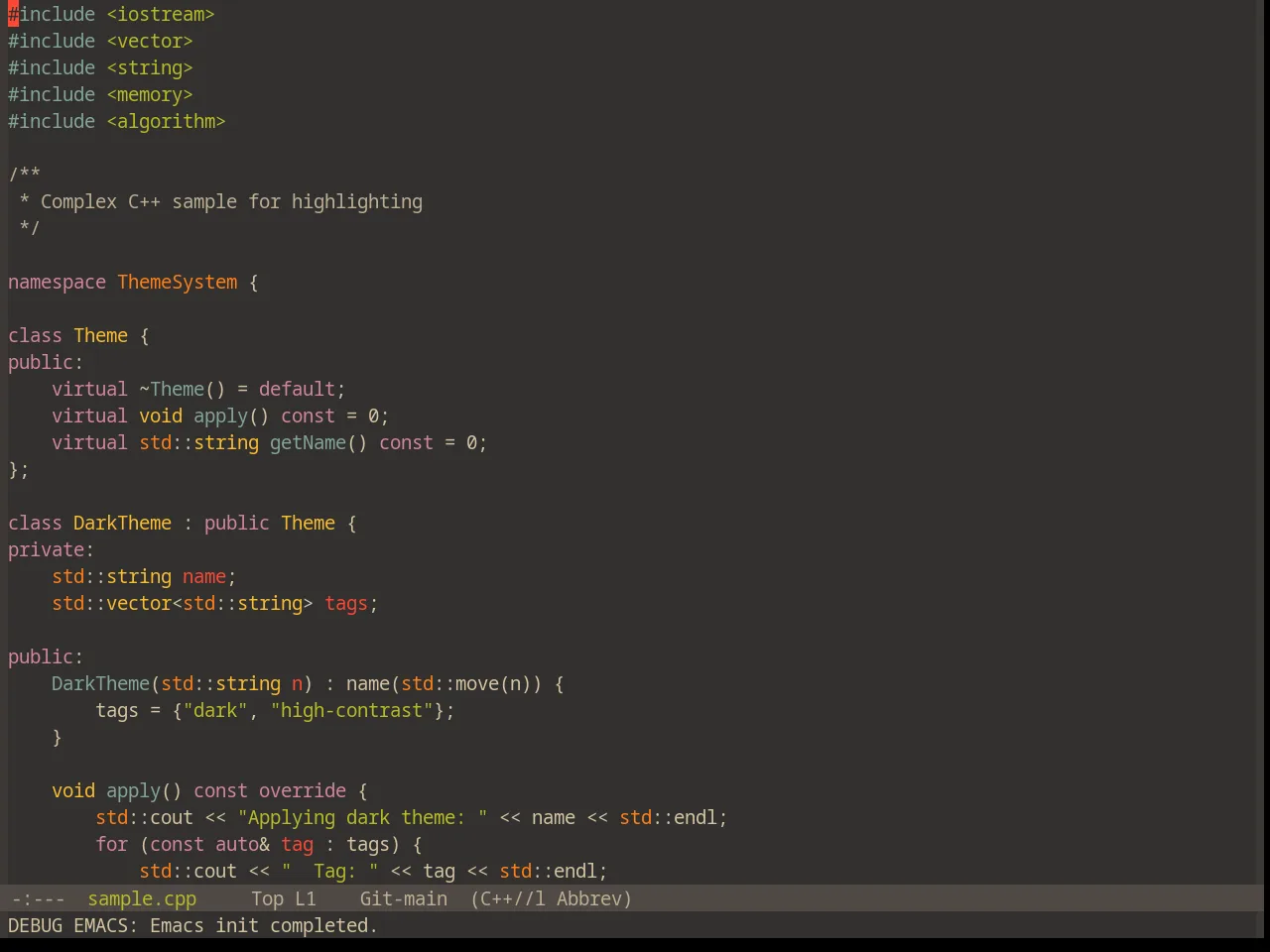 Base16 Gruvbox Dark Soft Theme in c++-mode