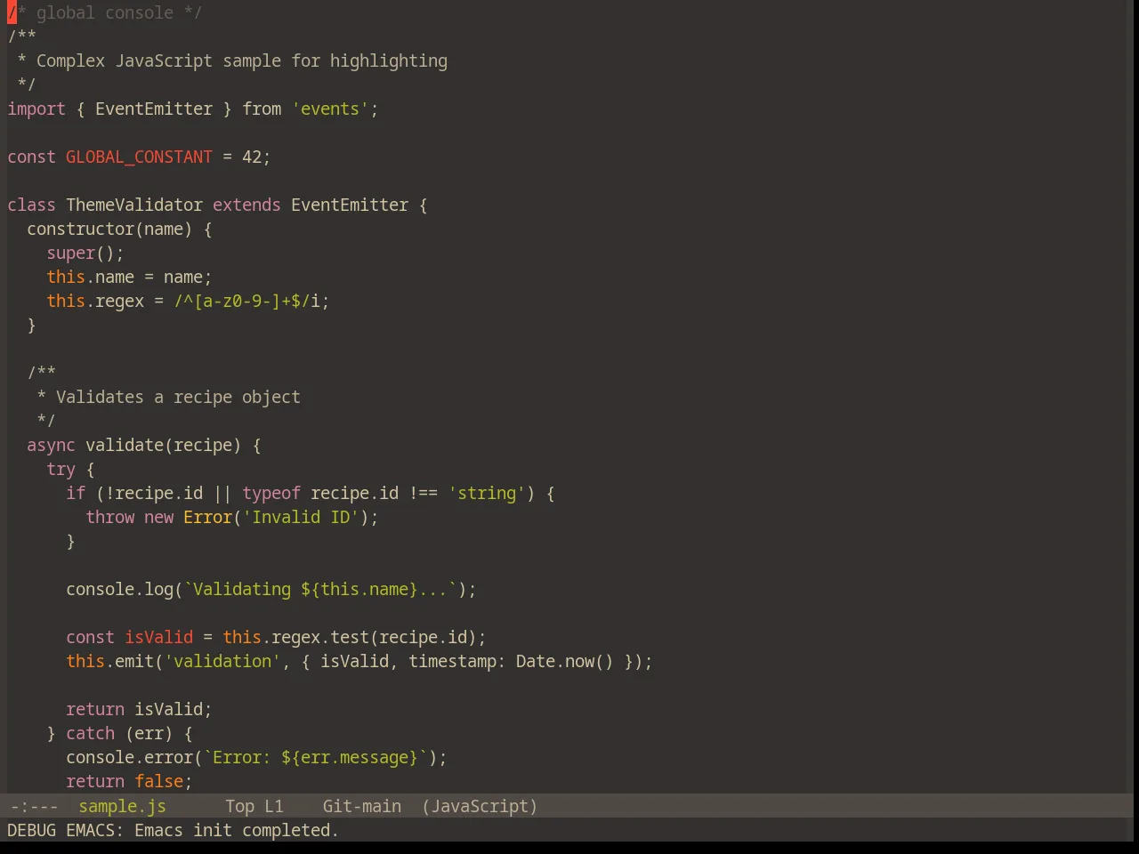 Base16 Gruvbox Dark Soft Theme in javascript-mode