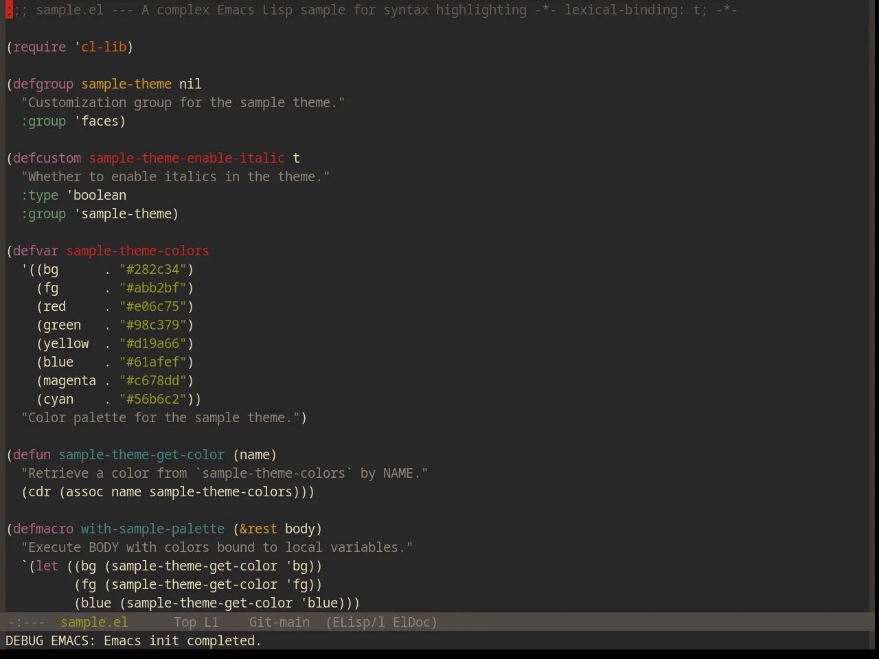 Base16 Gruvbox Dark Theme in emacs-lisp-mode